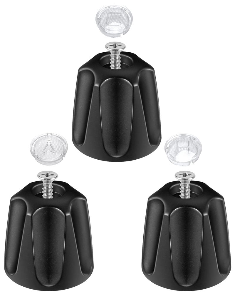 sousac 3 Set Shower Knob Replacement, Metal Bath Tub Faucet Handle Include Hot/Cold/Diverter (No Flange Base), Compatible with Price Pfister Verve Fits 5-1/2'', 12 Tooth Broach Stem (Black) - Image 1